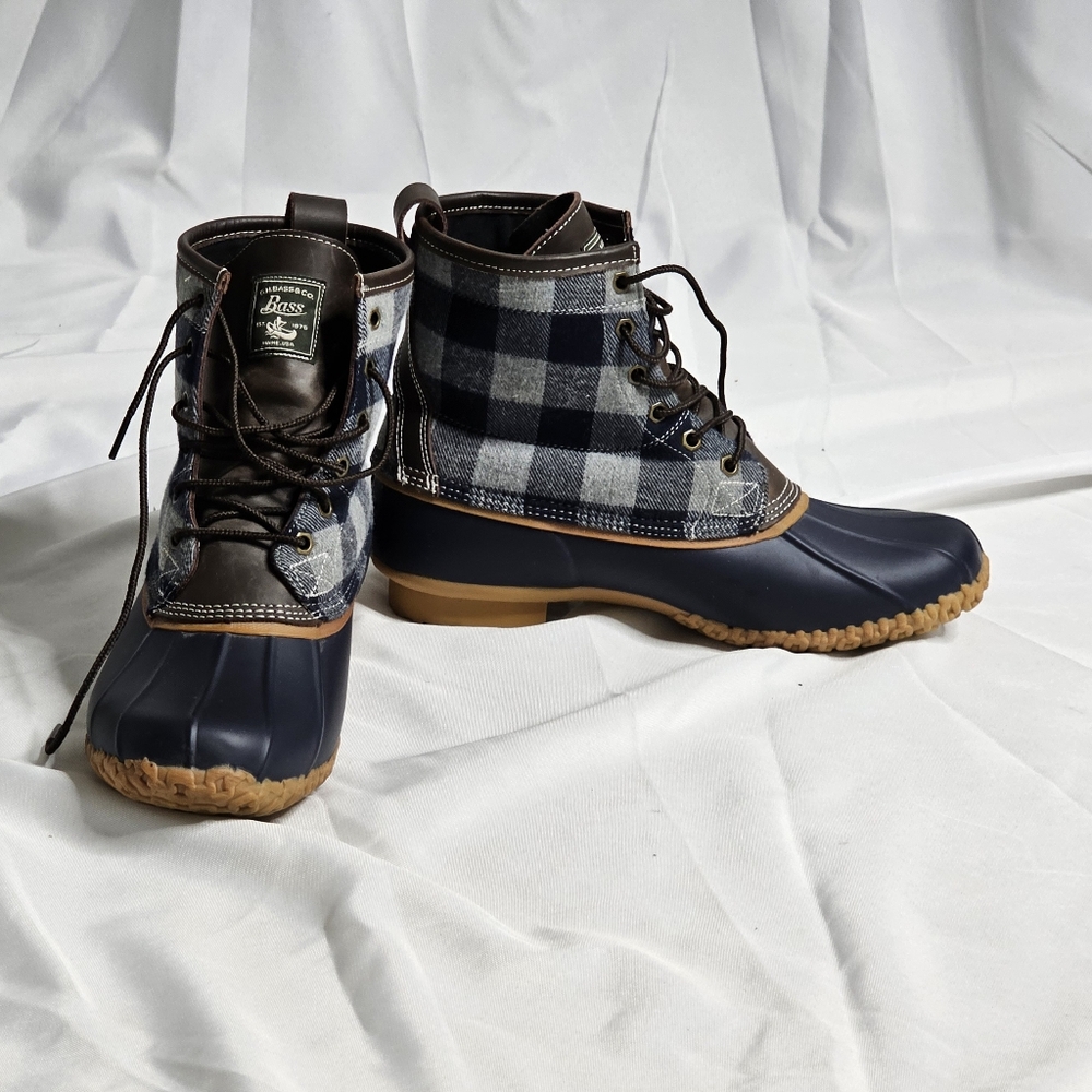 G.H. Bass & Co Mens Size 10M Buffalo Plaid Duck Boots Mallard F16 Blue Check